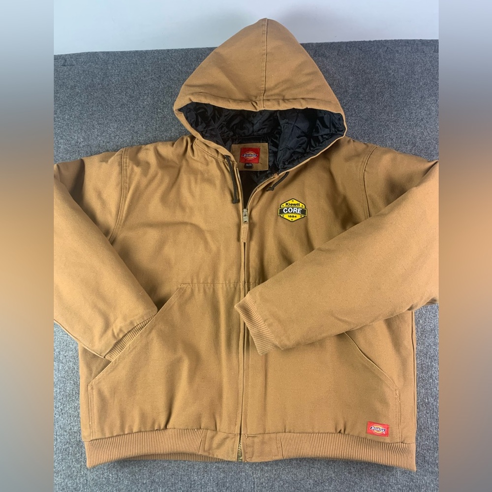 DICKIES Mens Full Zip Canvas Quilted Lined Heavy  Work Jacket Size 2XL Camel